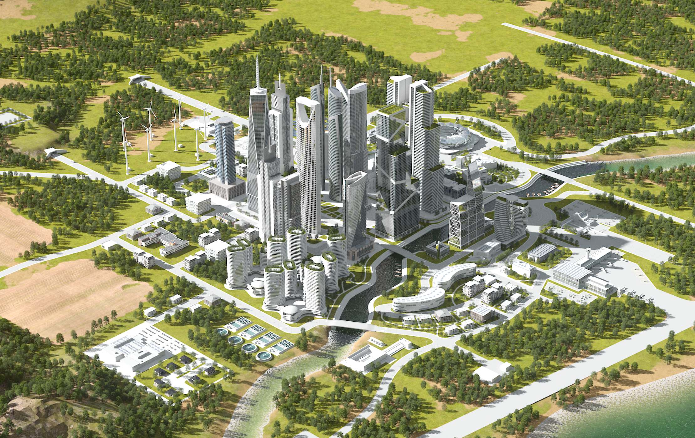 Finalized city model. View A.