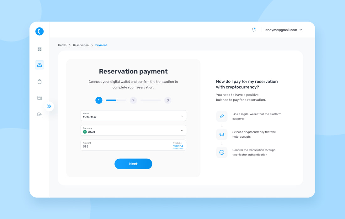 Hotel reservation payment page