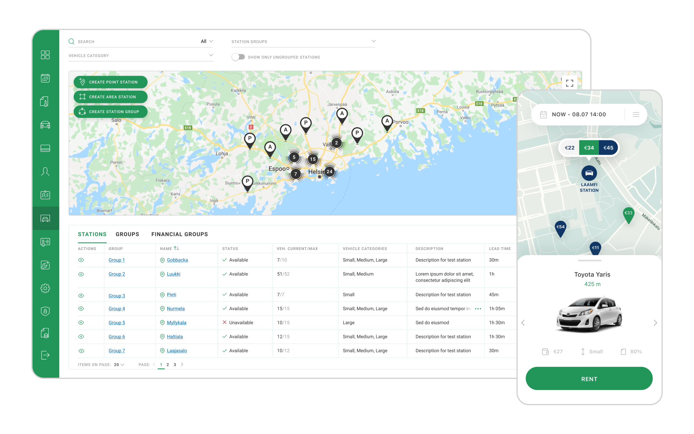 Web and mobile versions of Europcar's platform